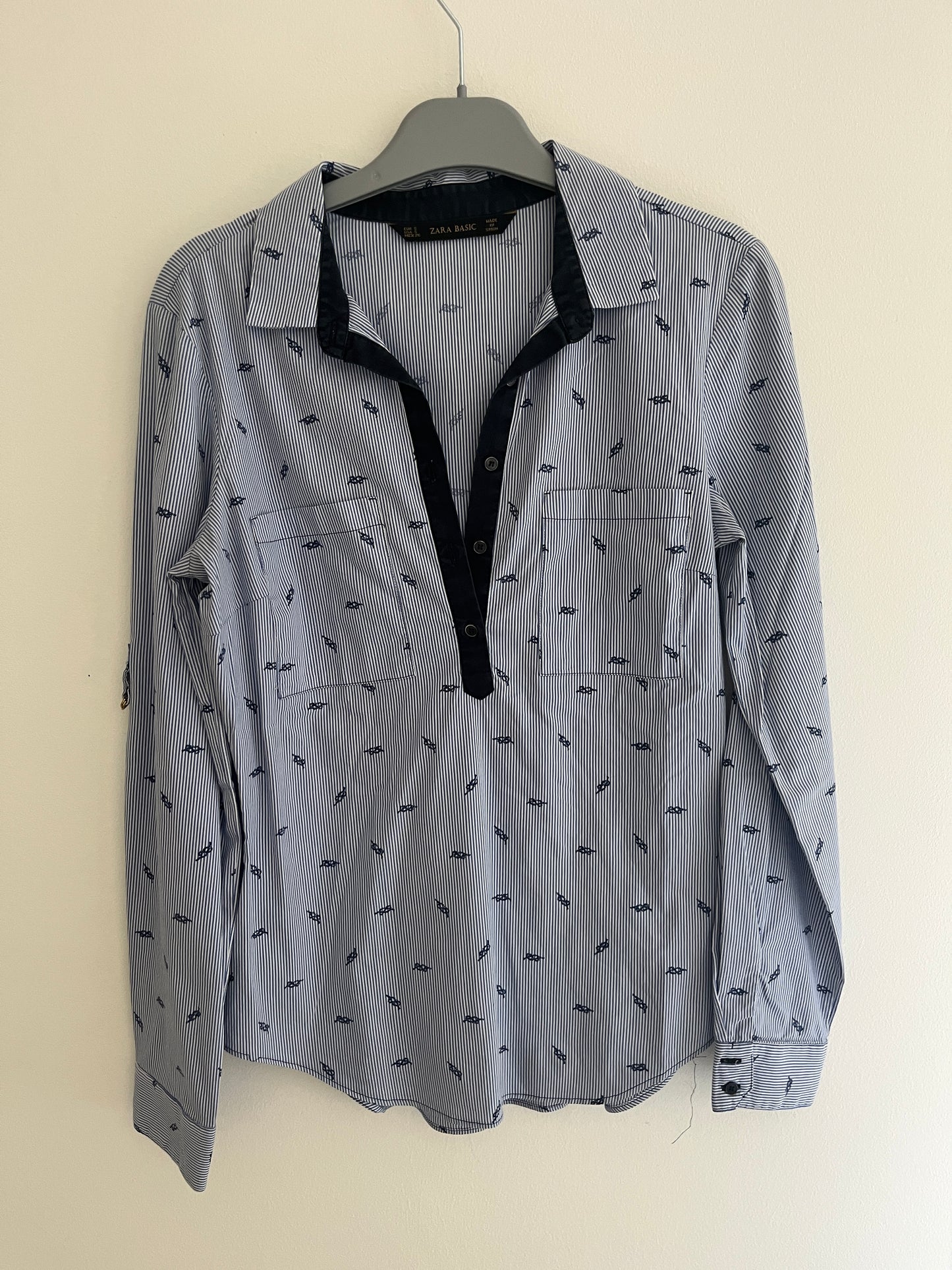 Chemise à manches longues rayée motifs noeuds Zara - S