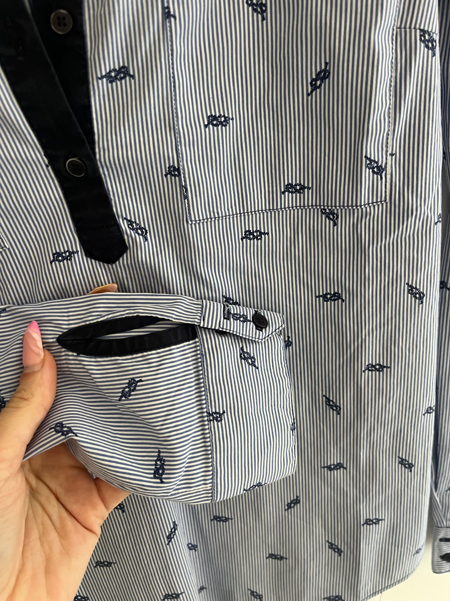 Chemise à manches longues rayée motifs noeuds Zara - S