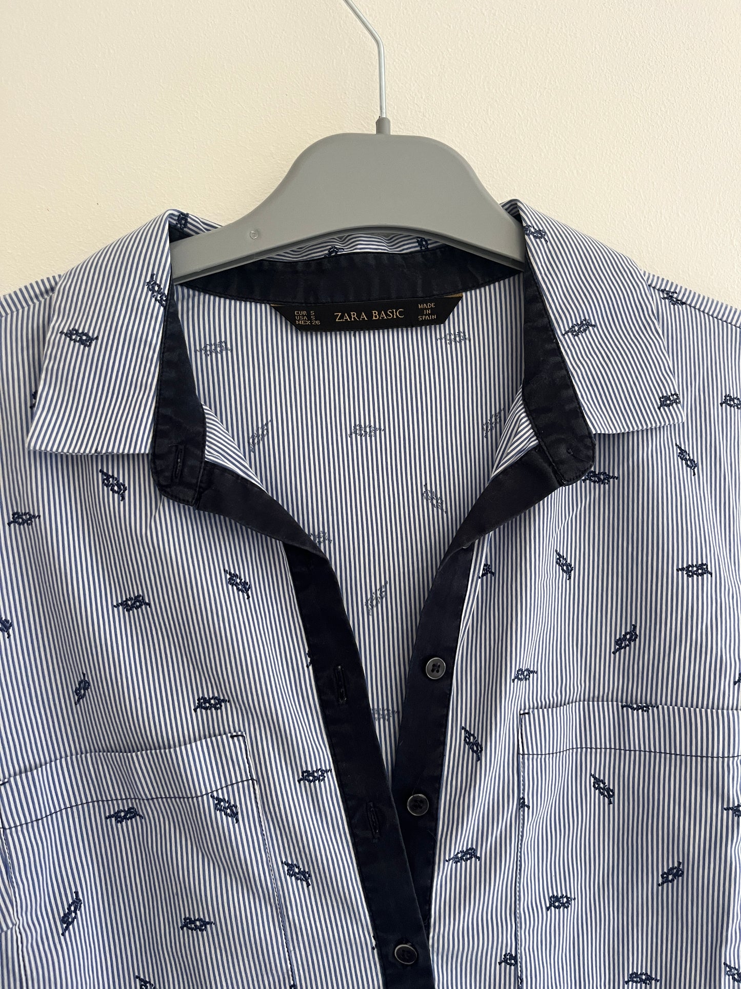 Chemise à manches longues rayée motifs noeuds Zara - S
