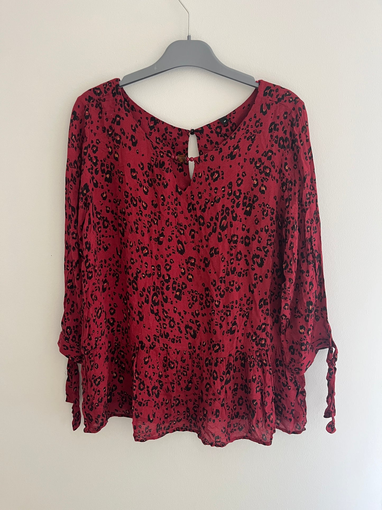 Blouse à manches longues rouge léopard - 40