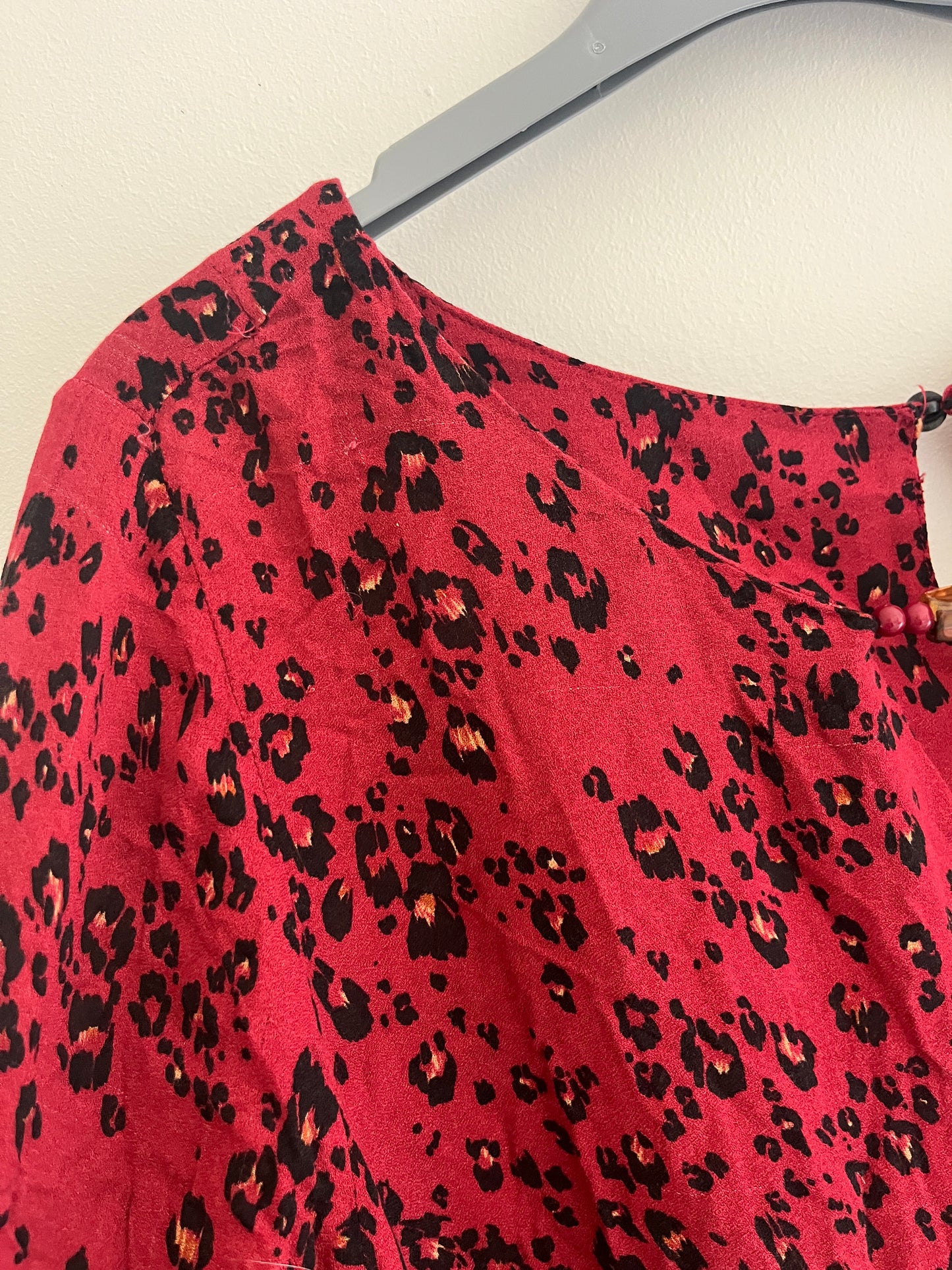 Blouse à manches longues rouge léopard - 40