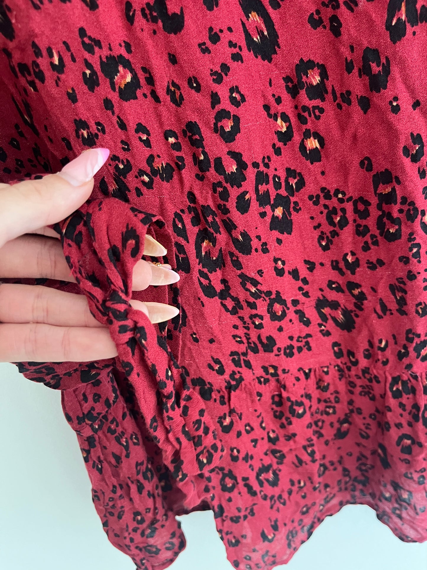Blouse à manches longues rouge léopard - 40