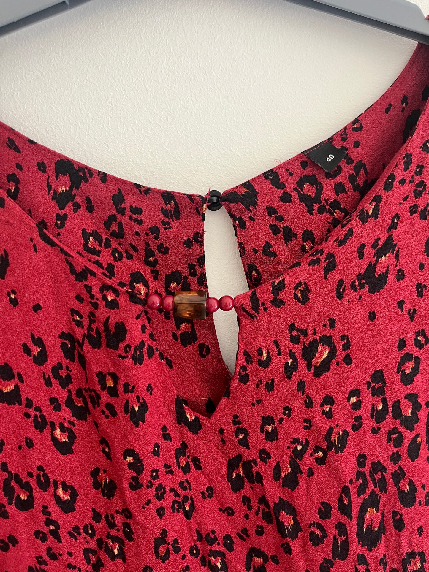Blouse à manches longues rouge léopard - 40