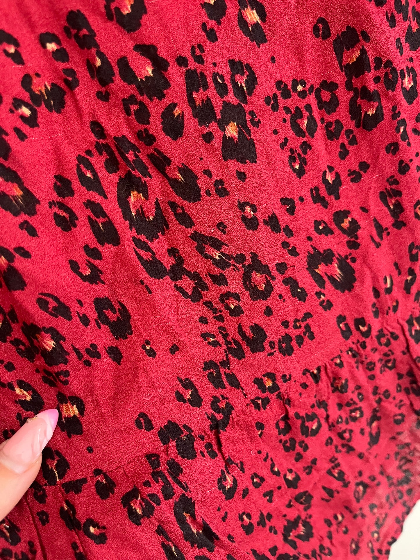 Blouse à manches longues rouge léopard - 40