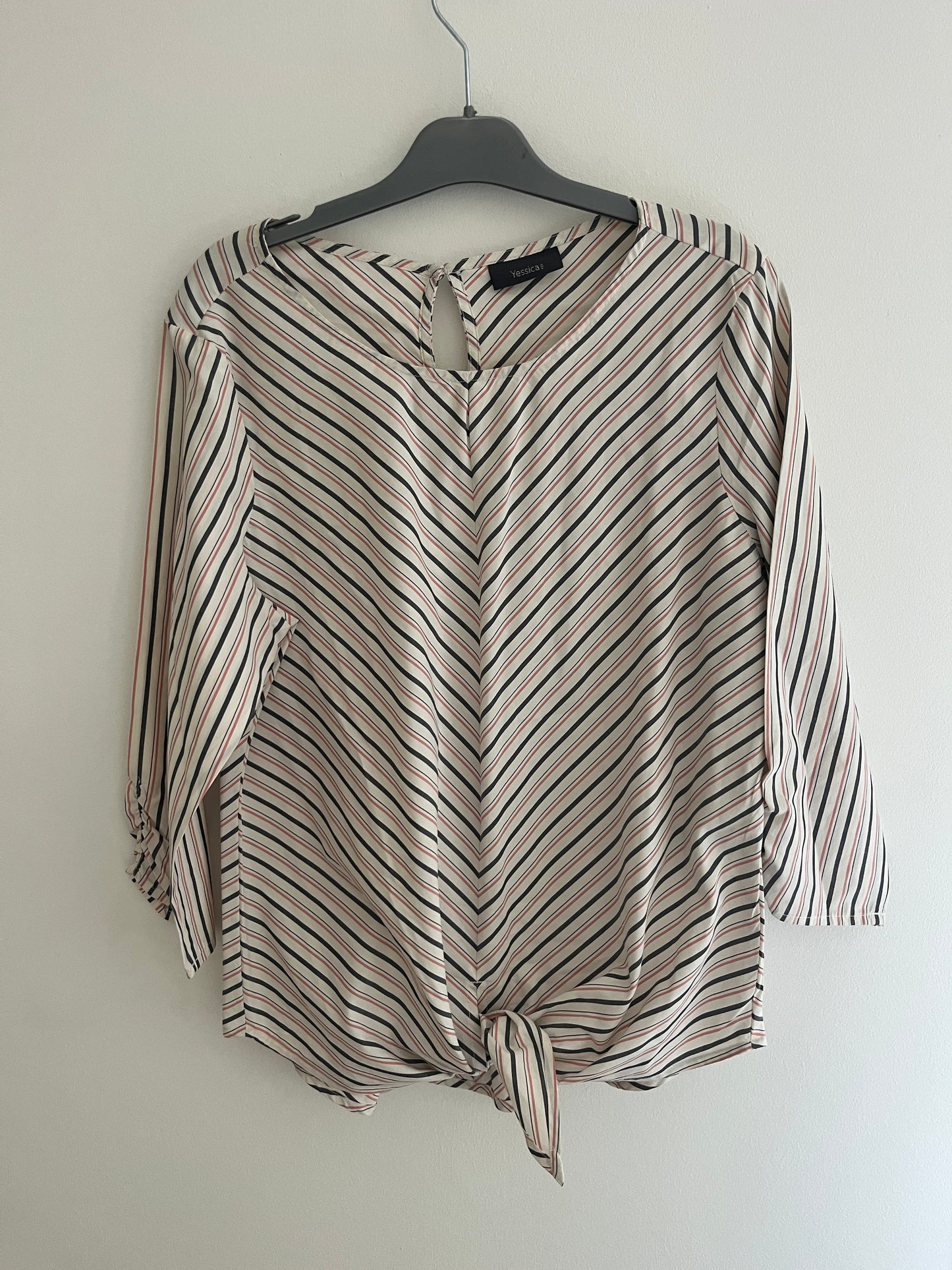 Blouse à manches longues rayée rose et gris - 42/44