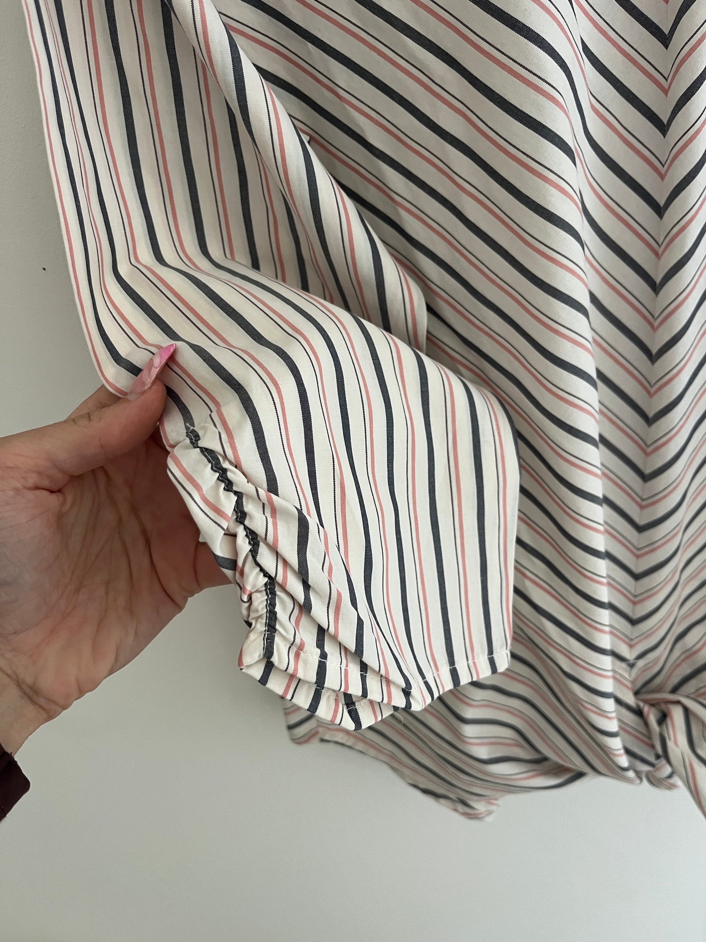 Blouse à manches longues rayée rose et gris - 42/44
