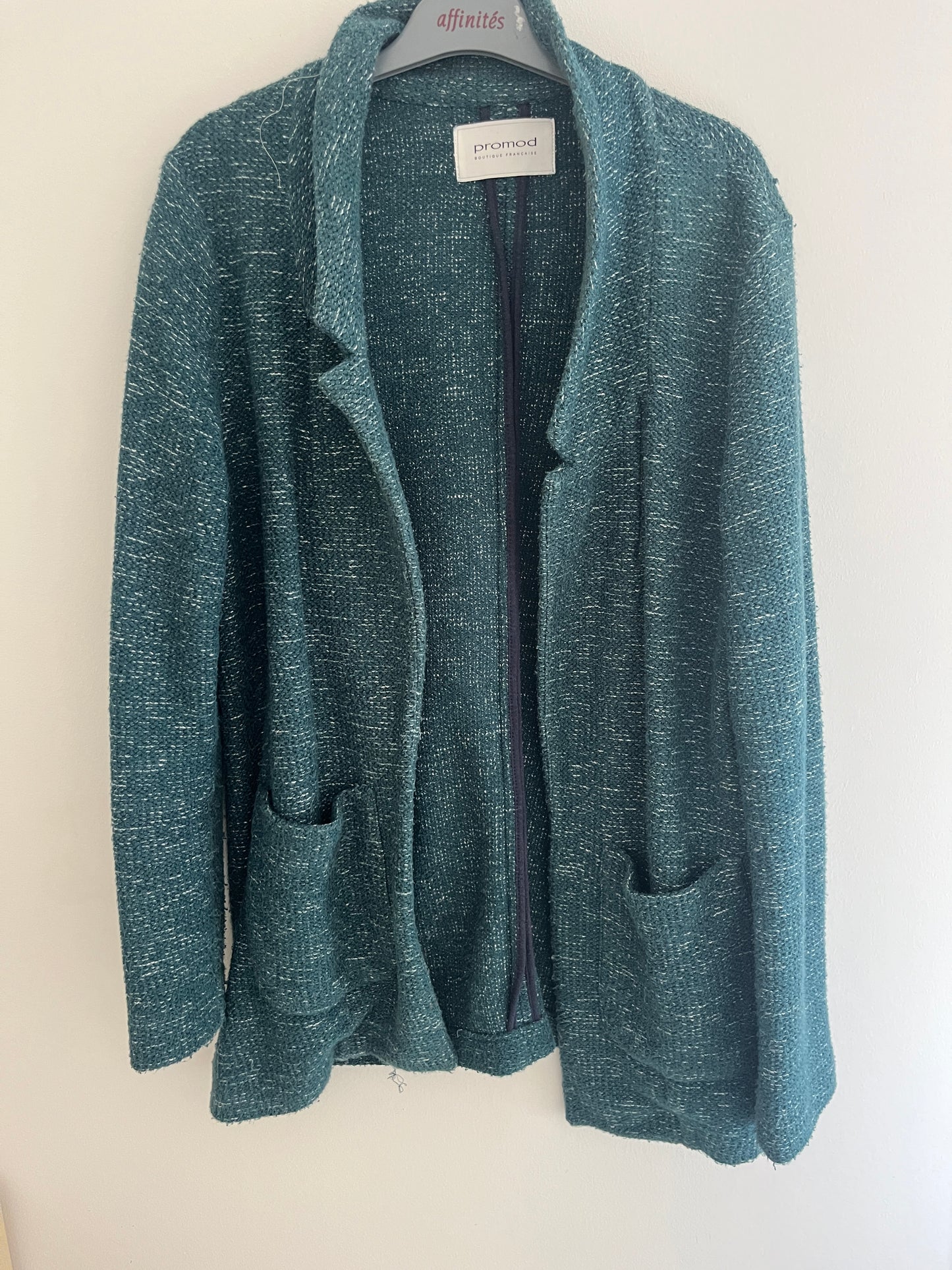 Gilet à manches longues et poches bleu canard Promod - L
