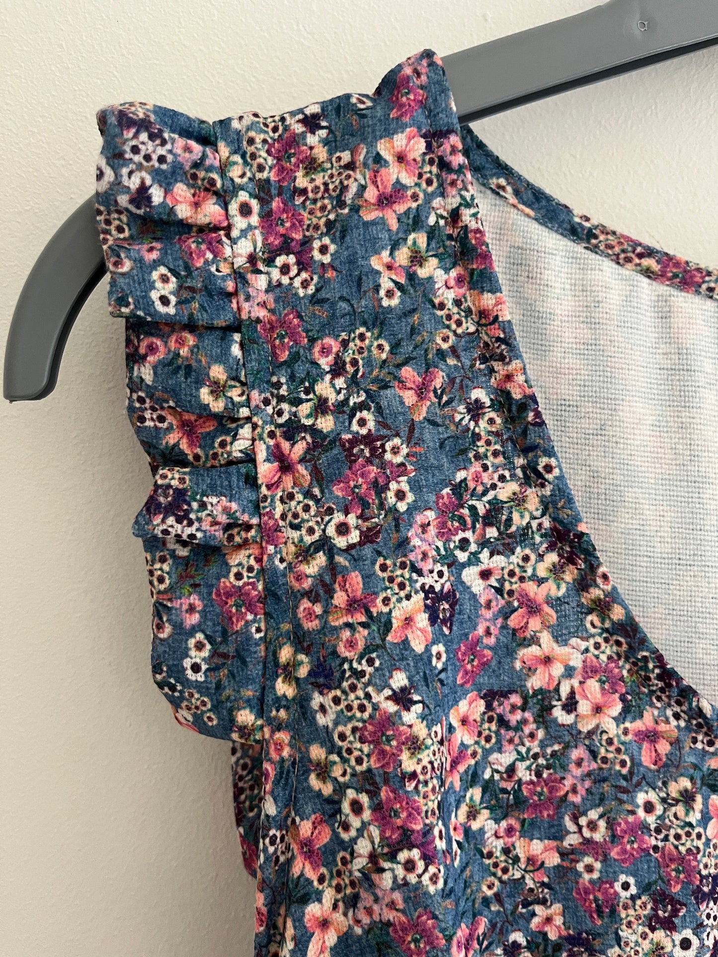 Robe courte sans manches à fleurs bleu Dina&Dess - XL