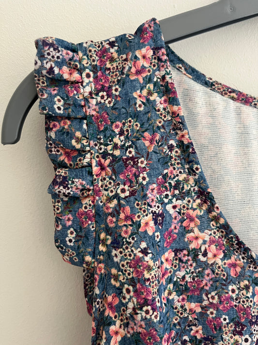Robe courte sans manches à fleurs bleu Dina&Dess - XL