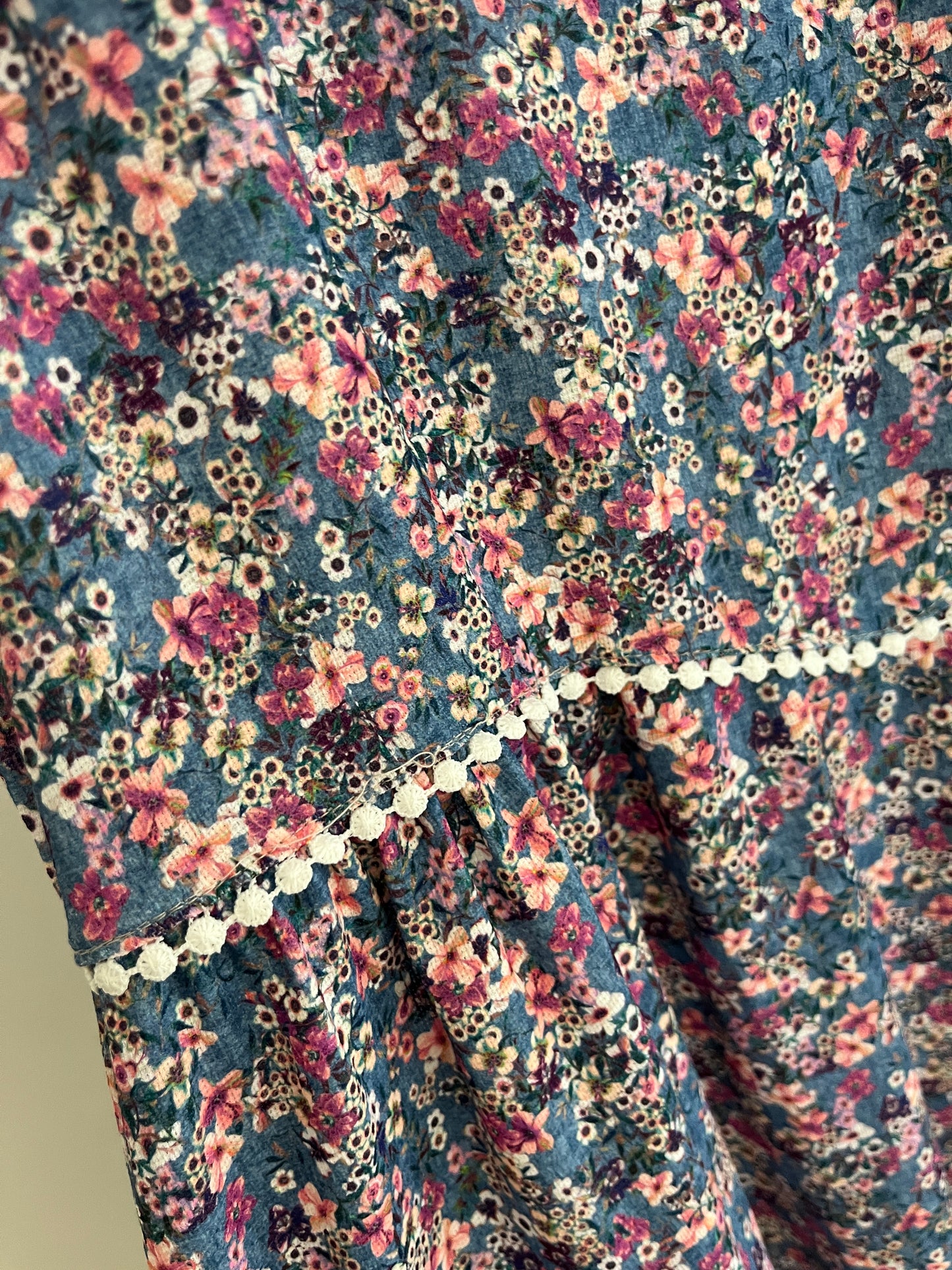 Robe courte sans manches à fleurs bleu Dina&Dess - XL