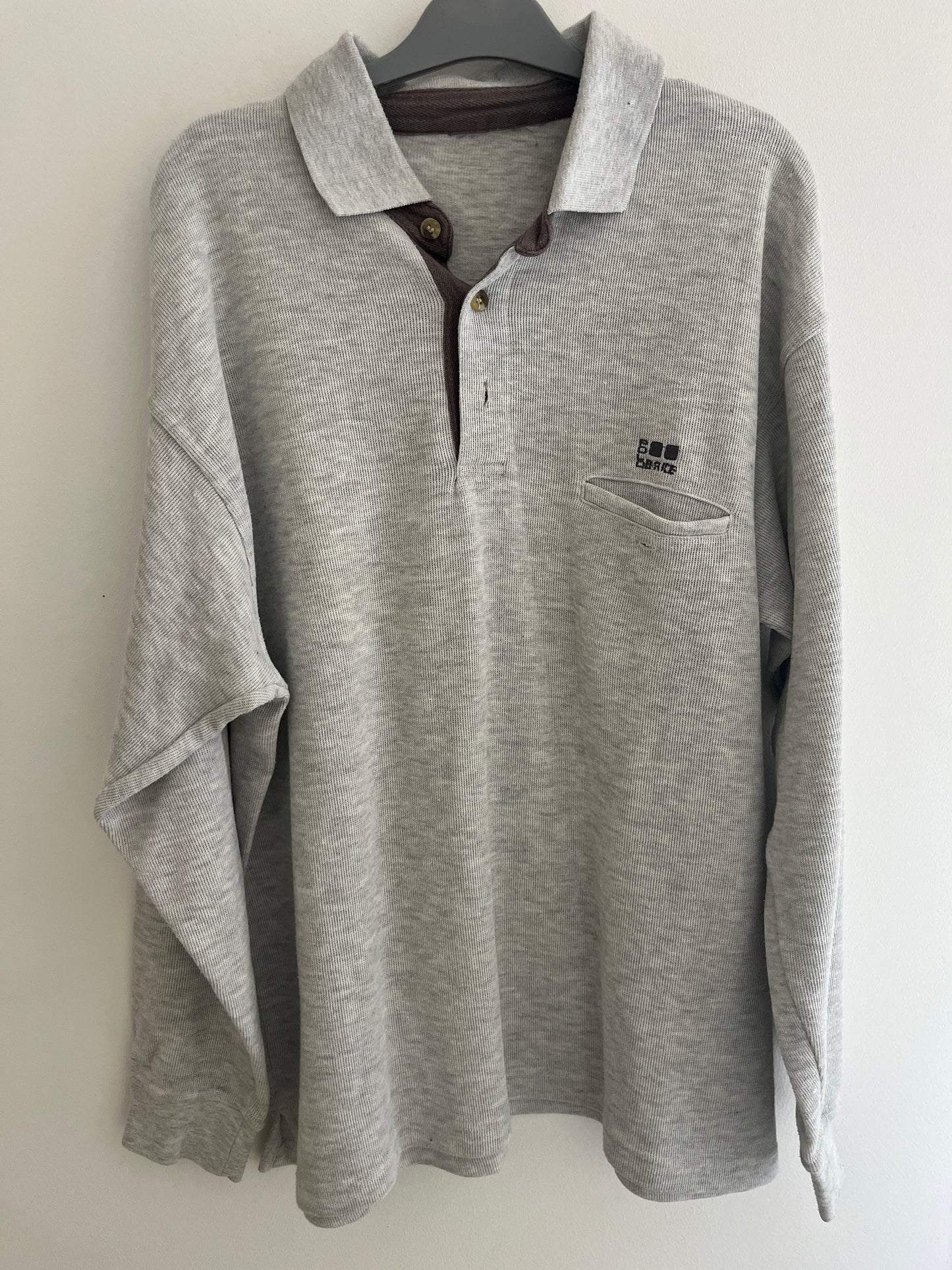 Pull avec col revers gris chiné à manches longues Brice - XL/XXL
