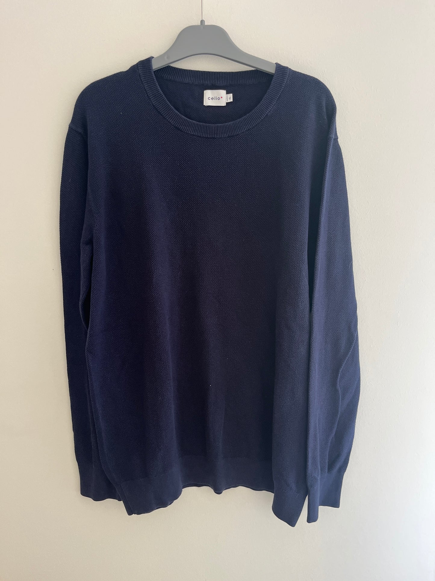 Pull en maille bleu marine col rond Celio - XL