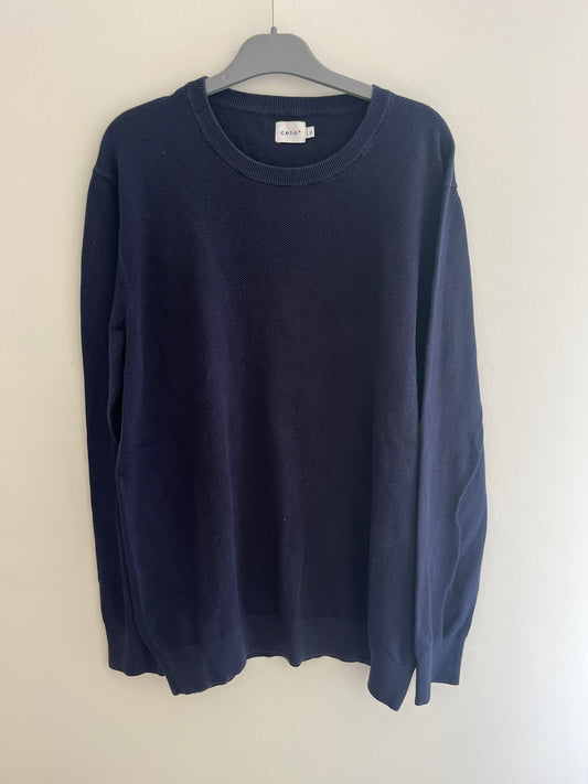 Pull en maille bleu marine col rond Celio - XL