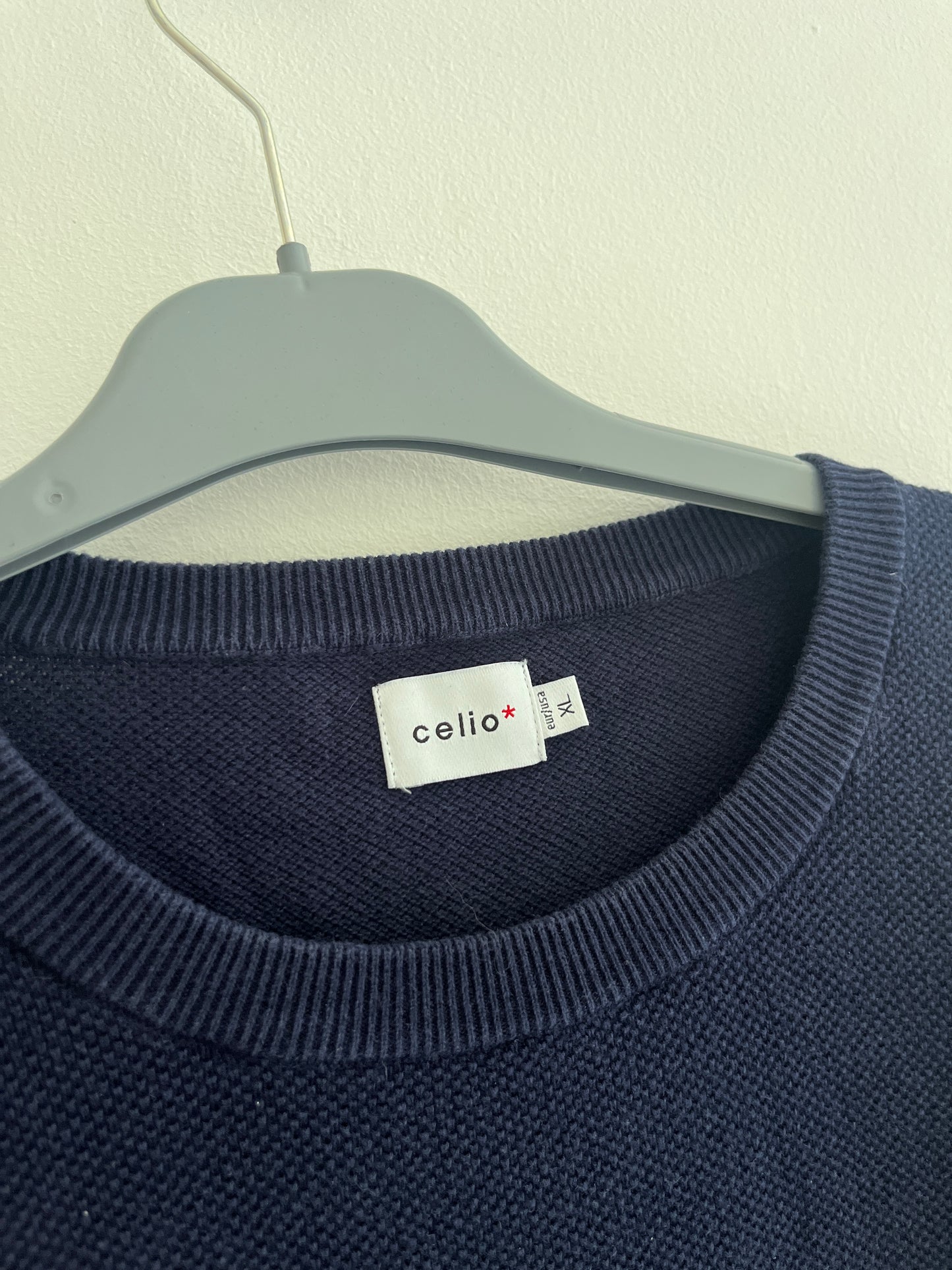 Pull en maille bleu marine col rond Celio - XL