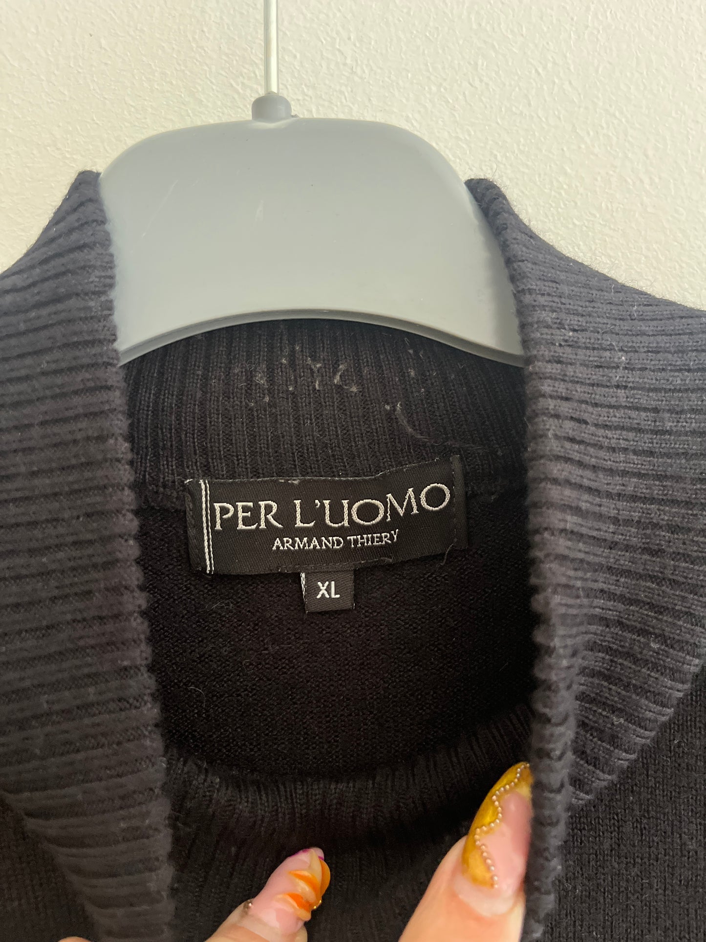 Pull en maille noir avec col roulé Armand Thiery - XL