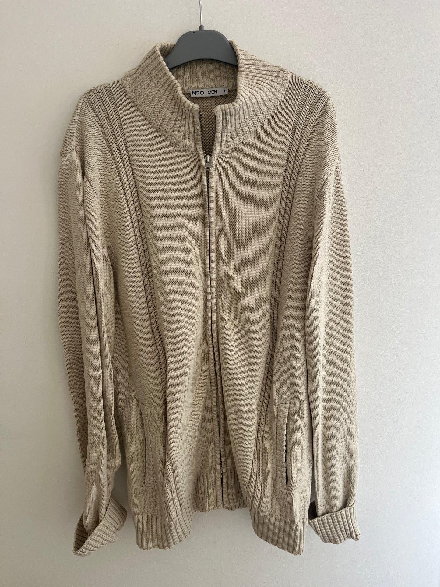 Pull en maille et poches à manches longues beige NPO Men - L