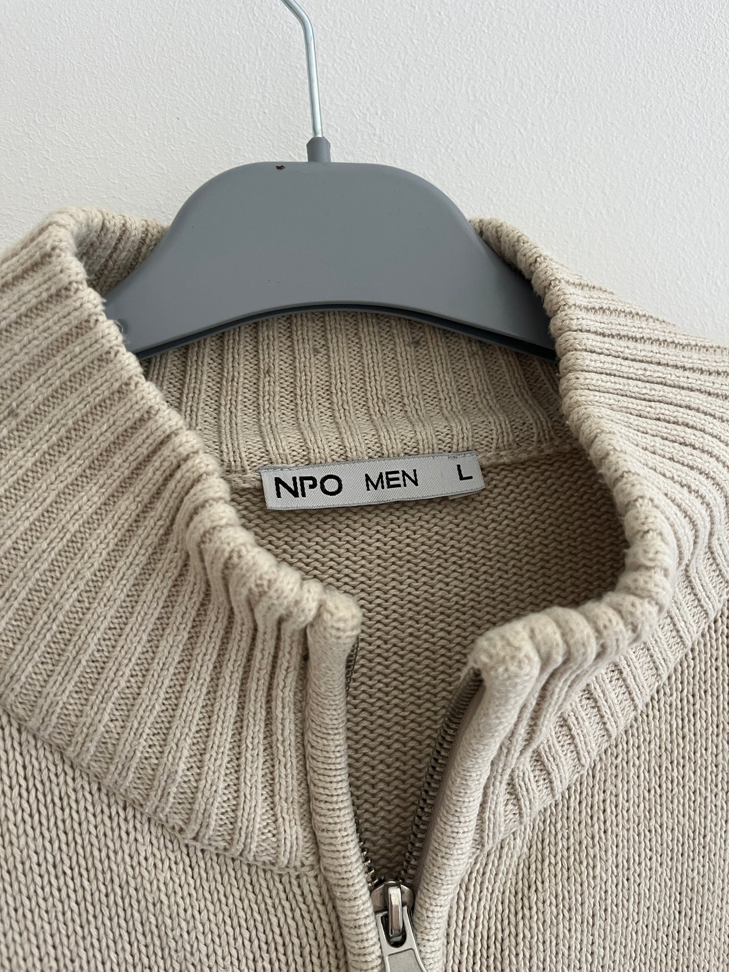 Pull en maille et poches à manches longues beige NPO Men - L