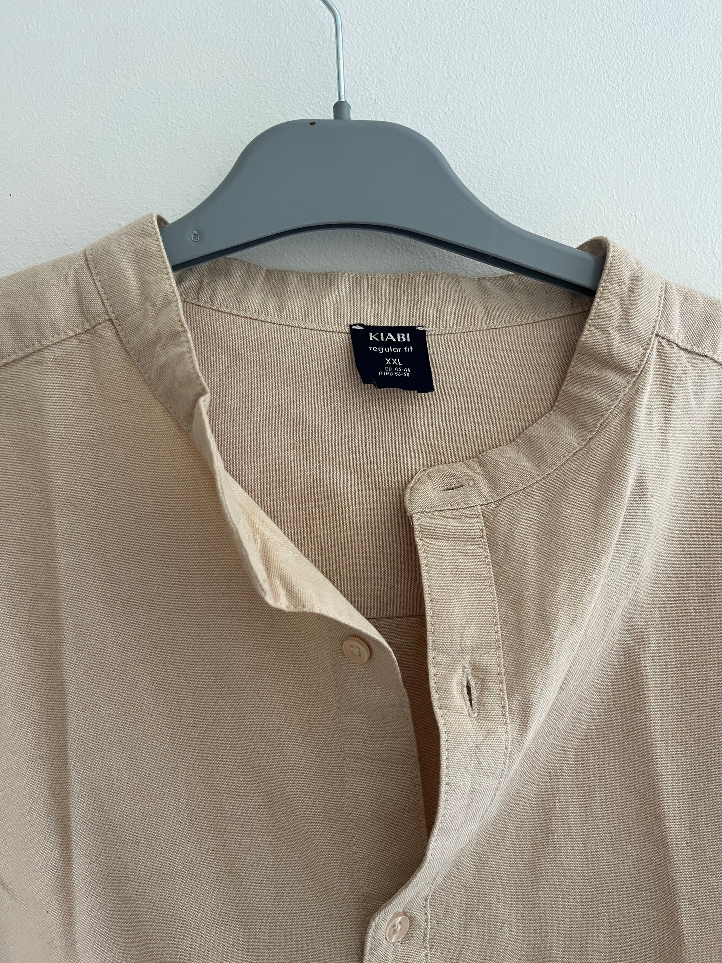 Chemise légère à manches longues beige lin - XXL