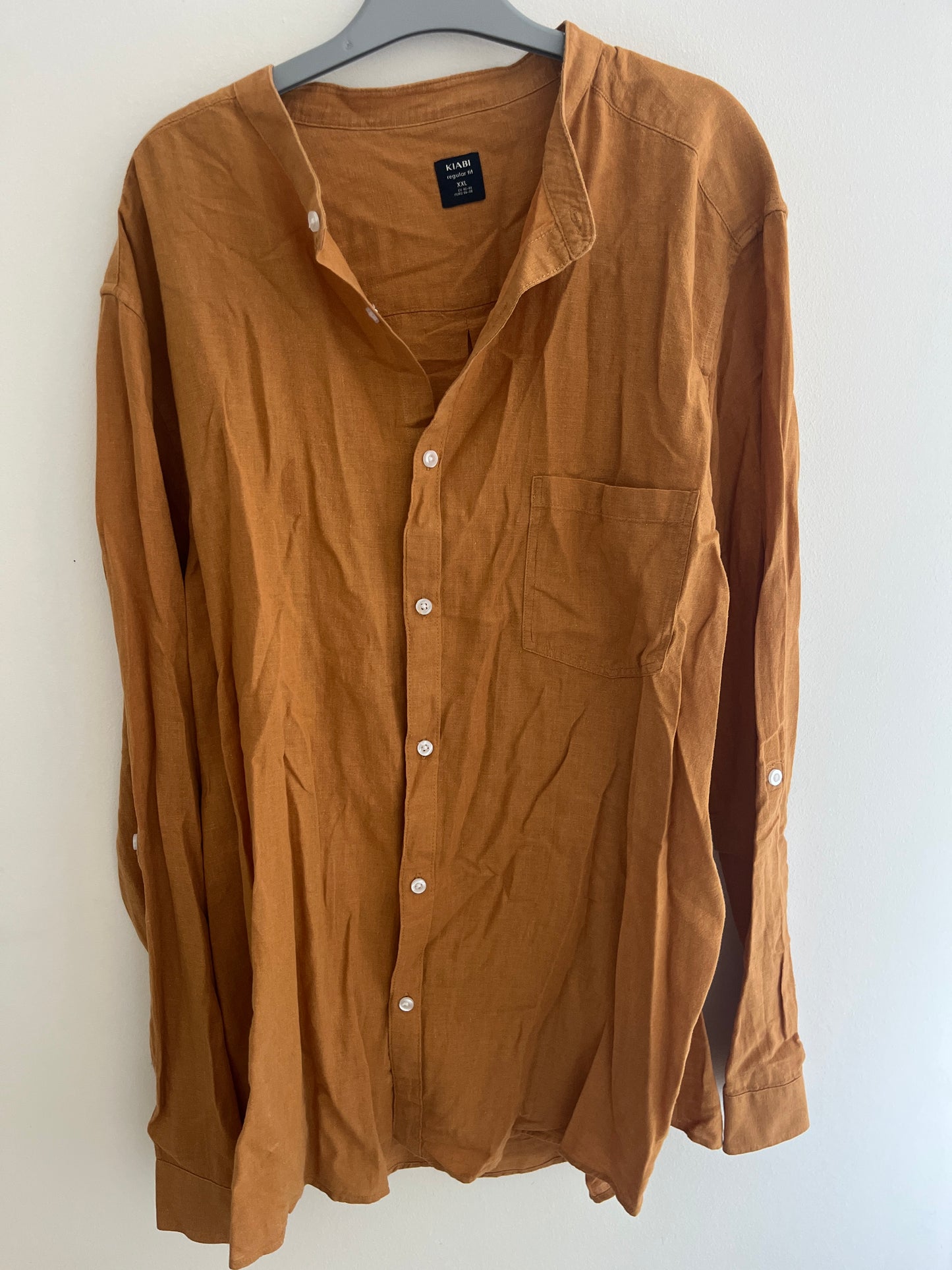 Chemise à manches longues légère lin moutarde - XXL