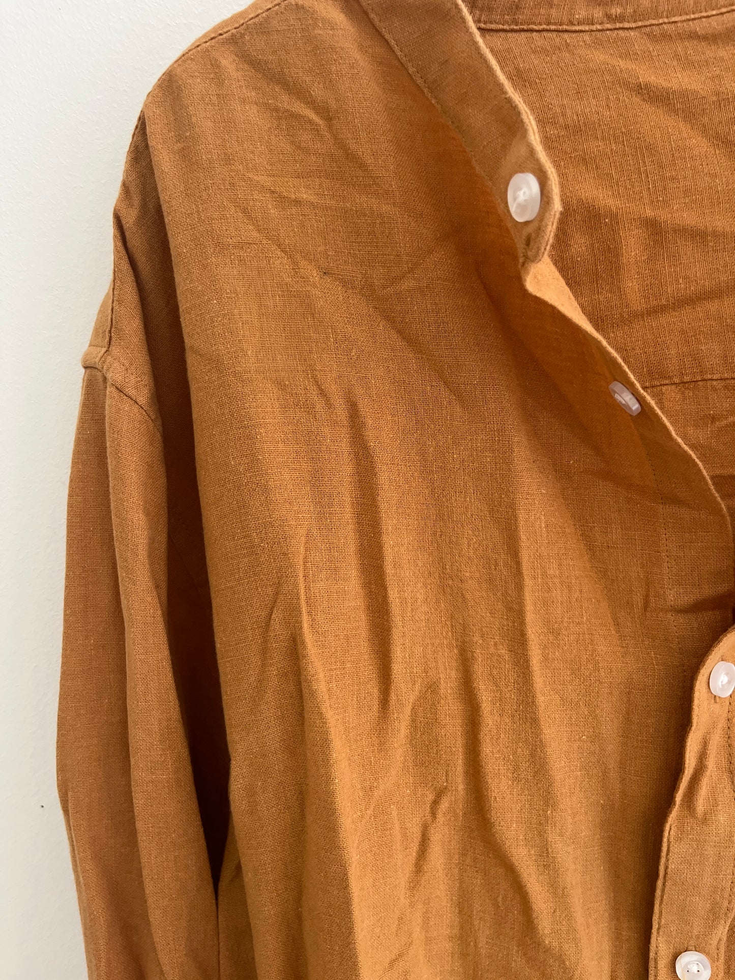 Chemise à manches longues légère lin moutarde - XXL