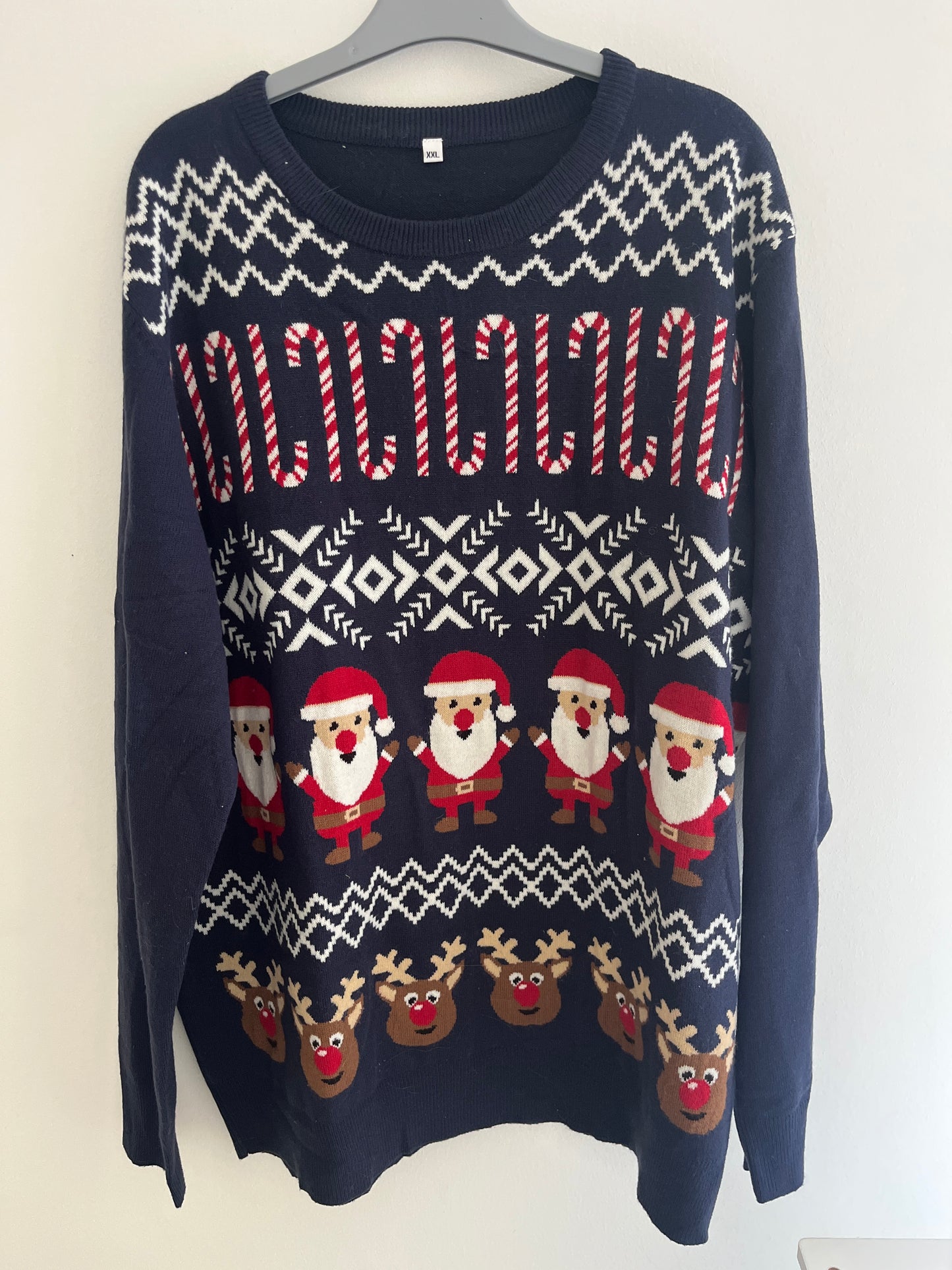 Pull de Noël à manches longues bleu - XXL
