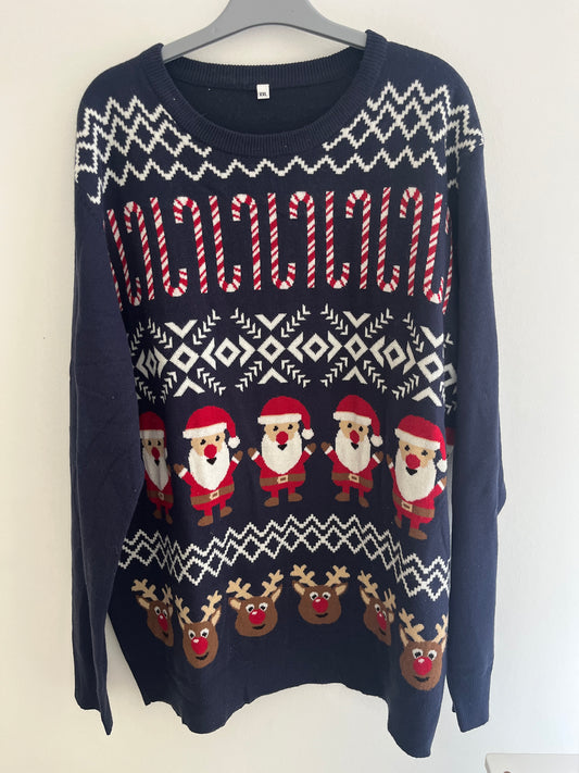 Pull de Noël à manches longues bleu - XXL