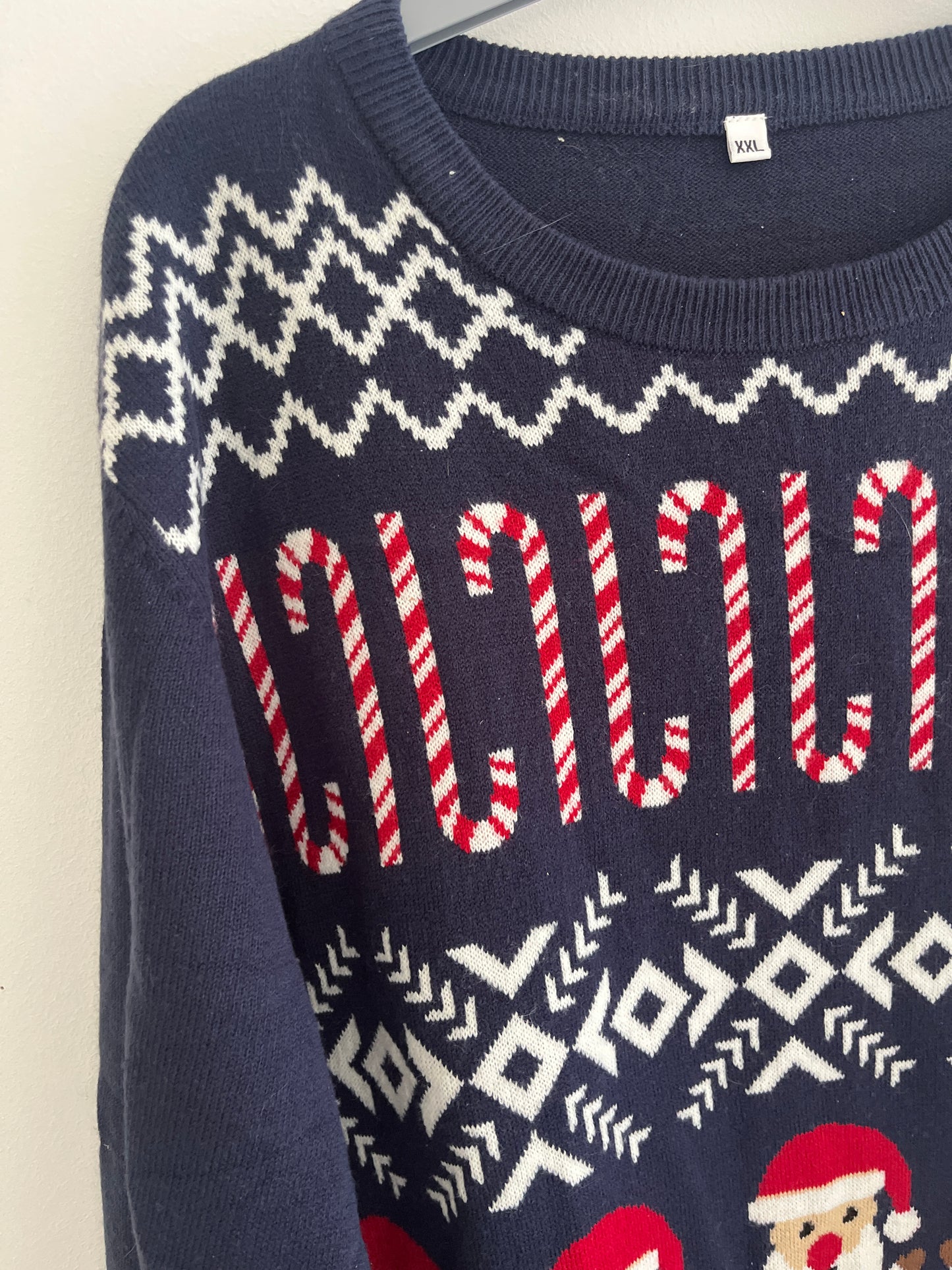 Pull de Noël à manches longues bleu - XXL