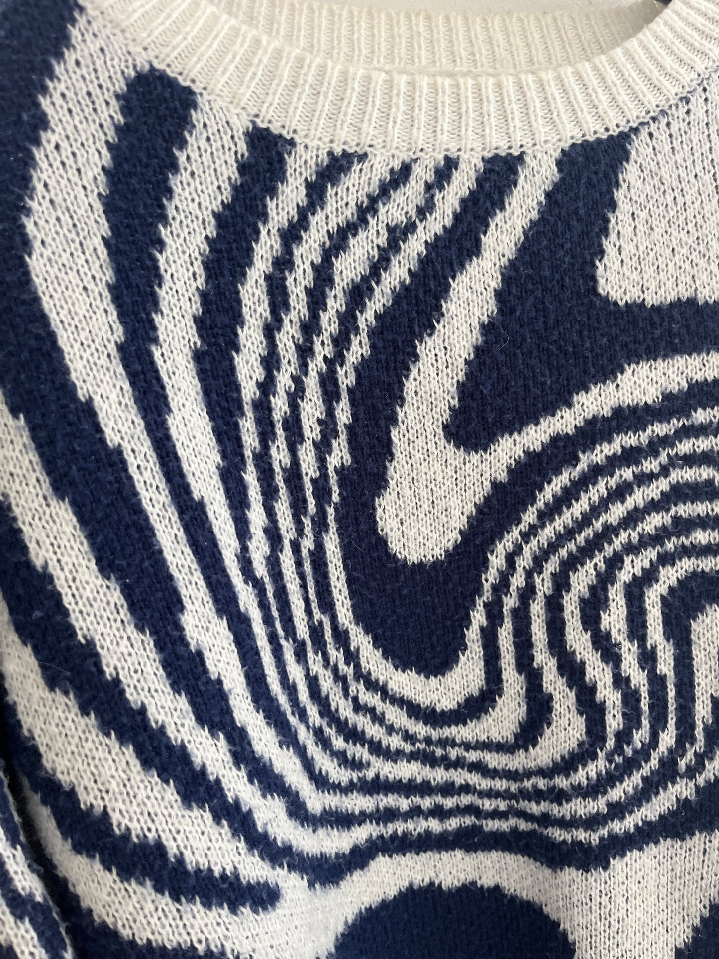 Pull à manches longue bleu et blanc oversize - S