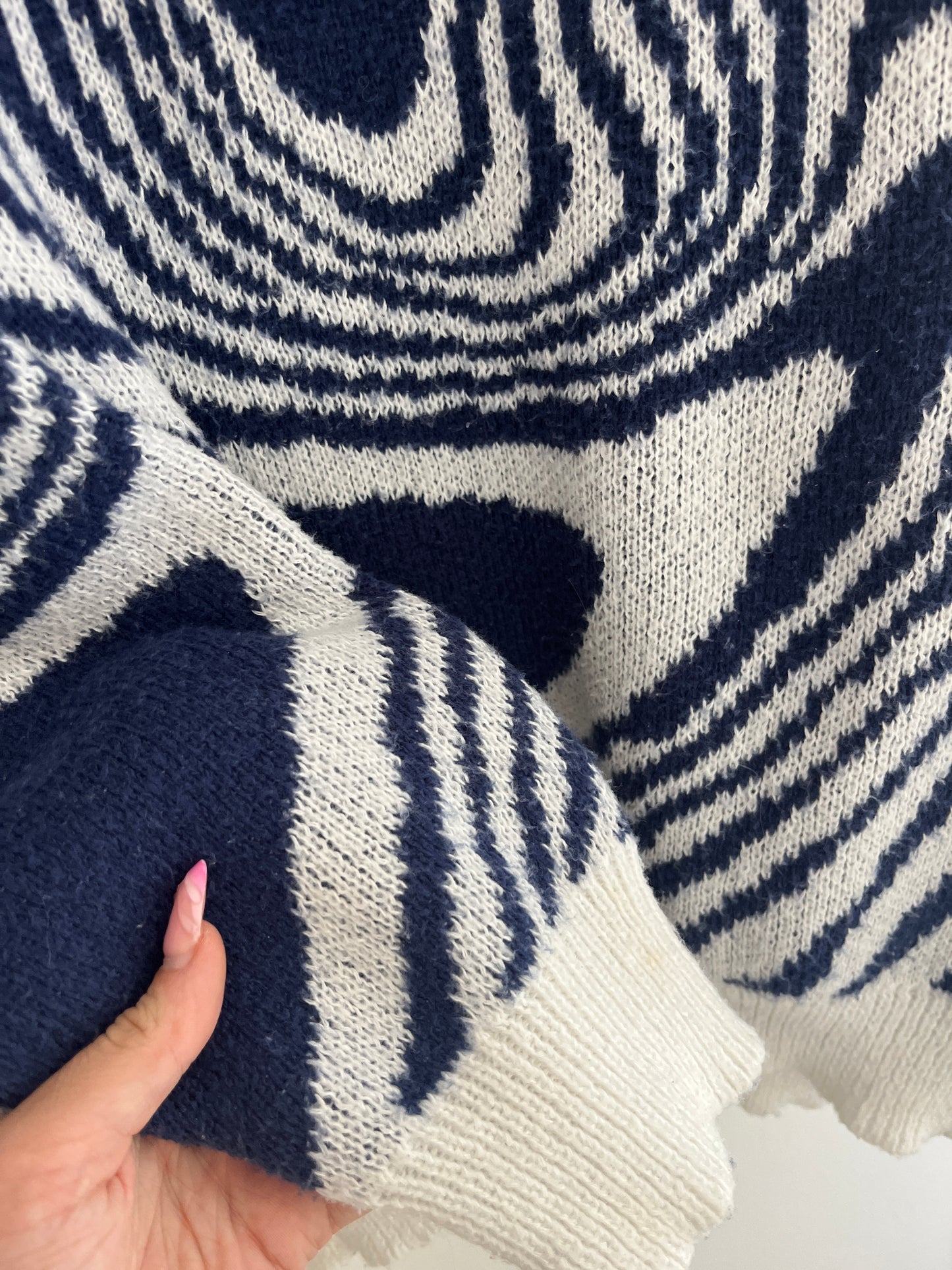 Pull à manches longue bleu et blanc oversize - S