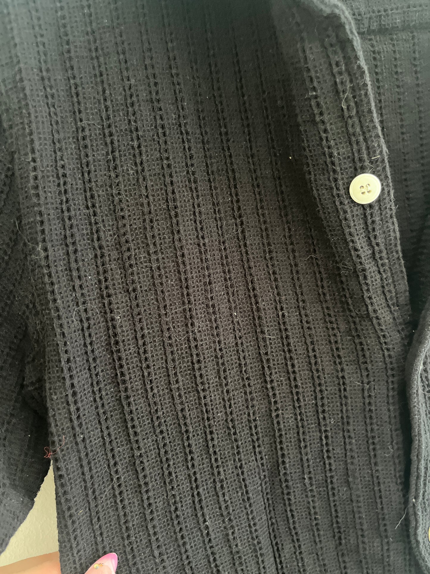 T-shirt à manches courtes noir en maille gaufrée - M