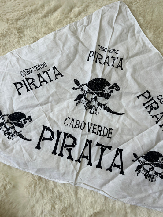 Bandana en tissu blanc motif pirates
