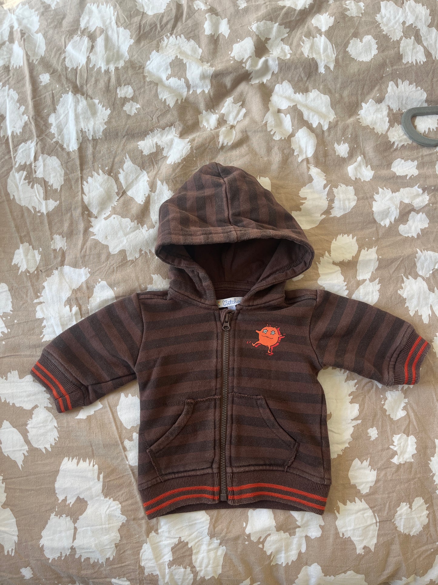 Gilet à capuche zippé marron - 1 mois