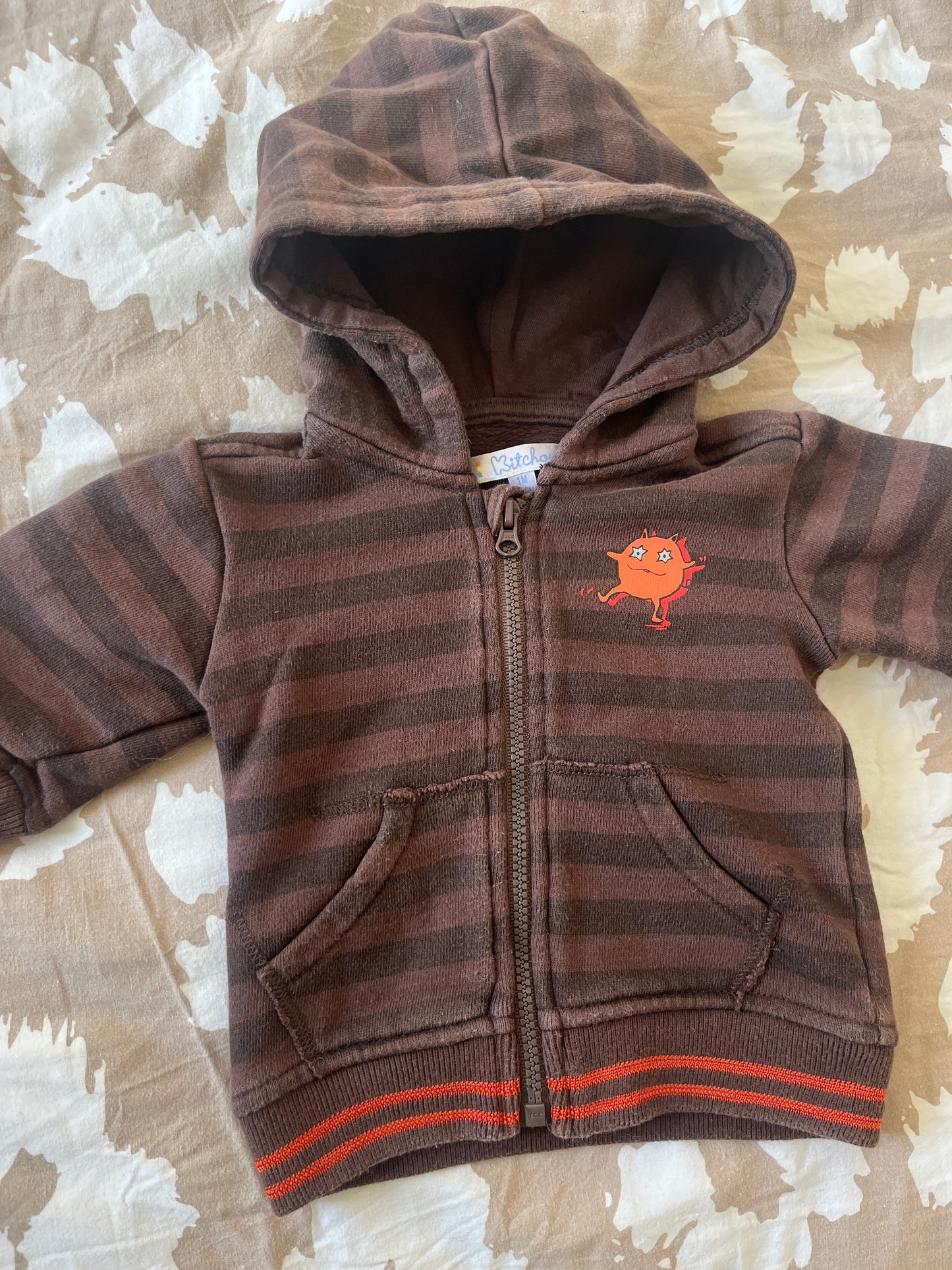 Gilet à capuche zippé marron - 1 mois