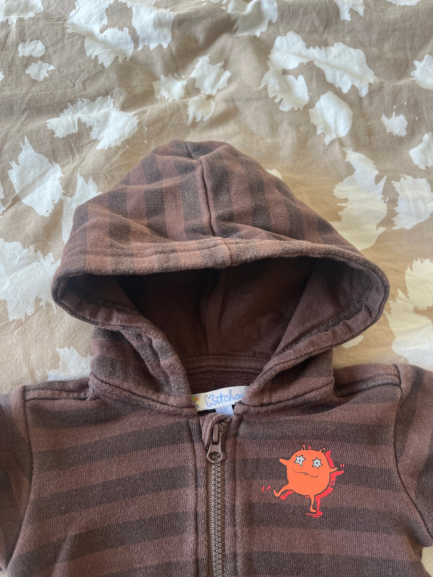 Gilet à capuche zippé marron - 1 mois