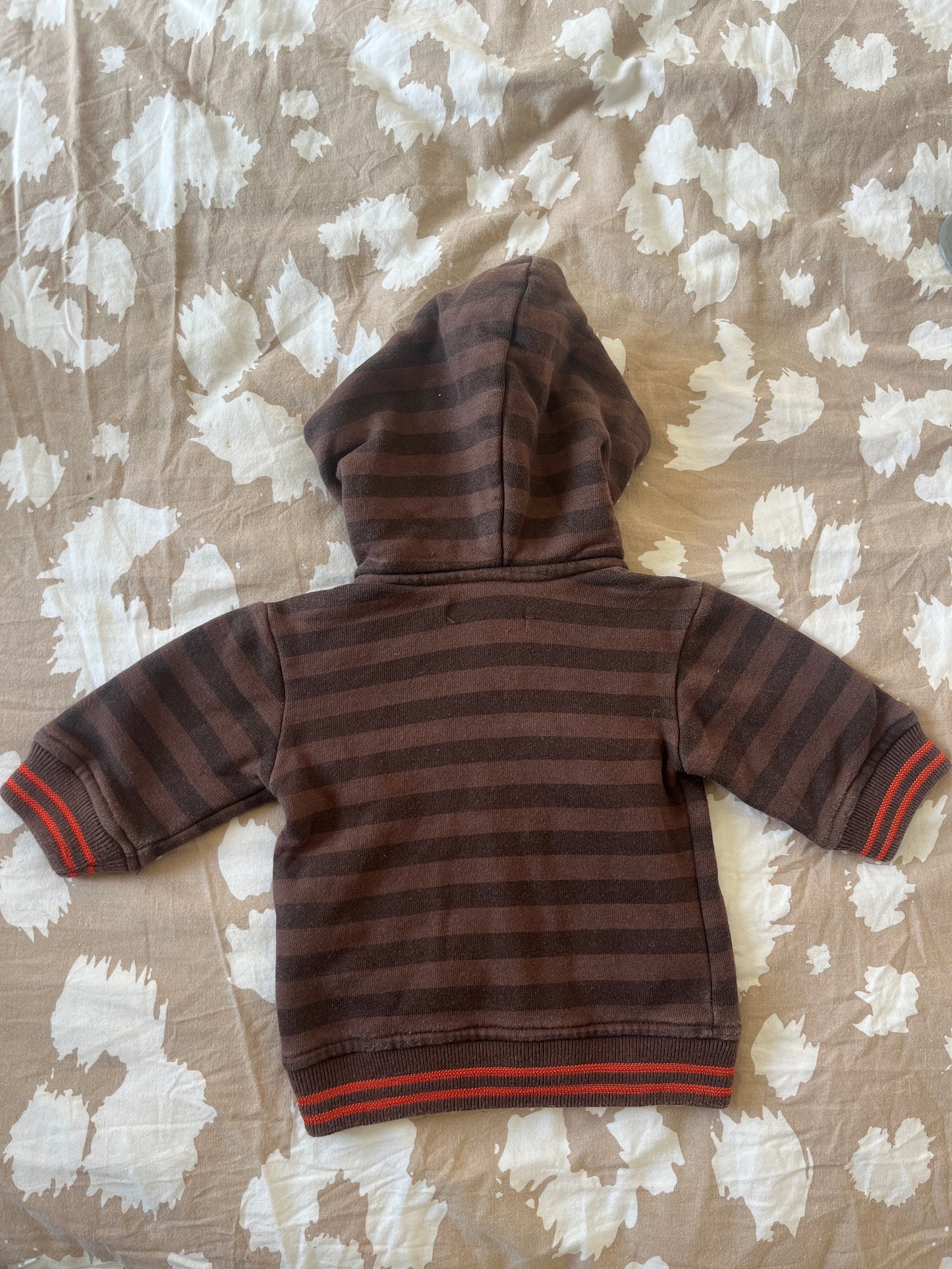 Gilet à capuche zippé marron - 1 mois