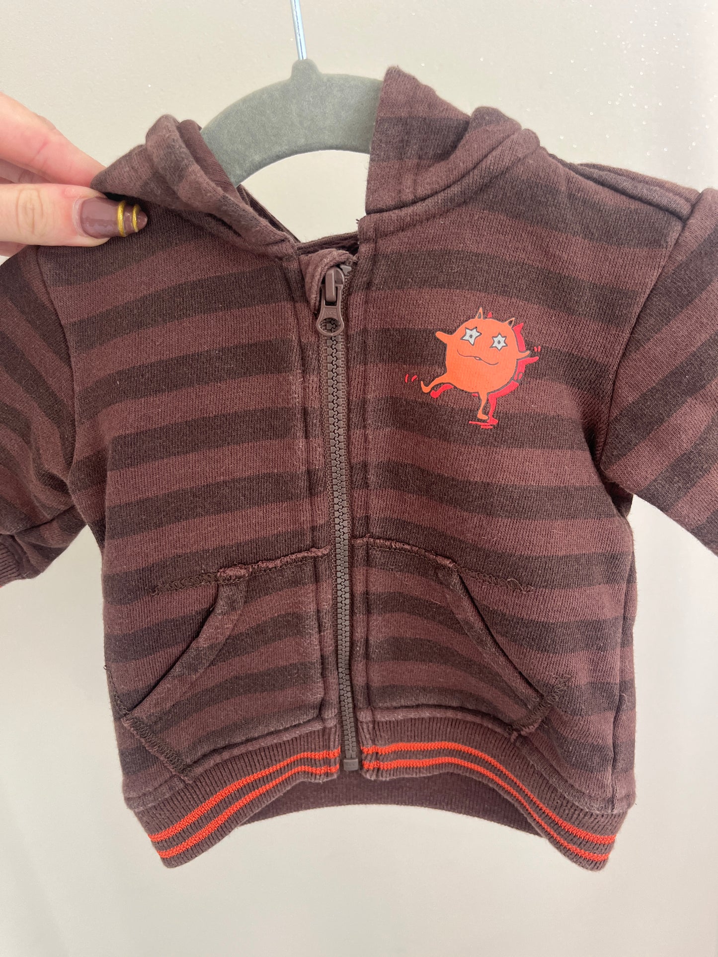 Gilet à capuche zippé marron - 1 mois