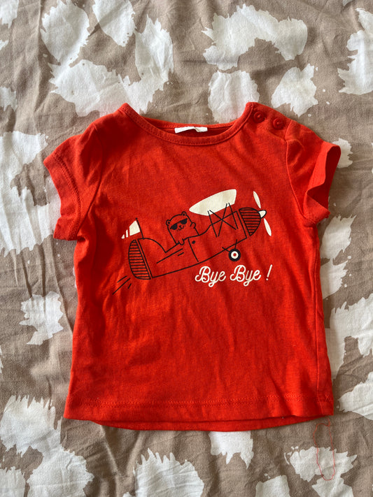 T-shirt à manches courtes rouge avion - 1 mois
