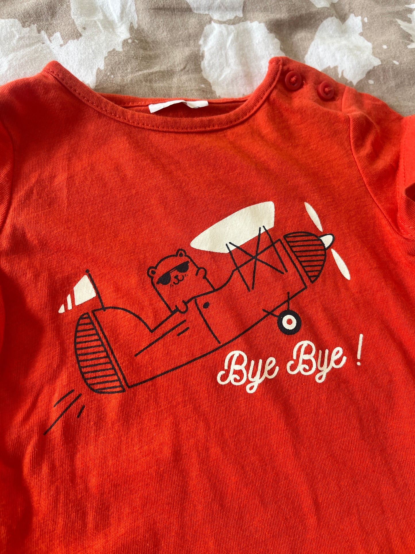 T-shirt à manches courtes rouge avion - 1 mois