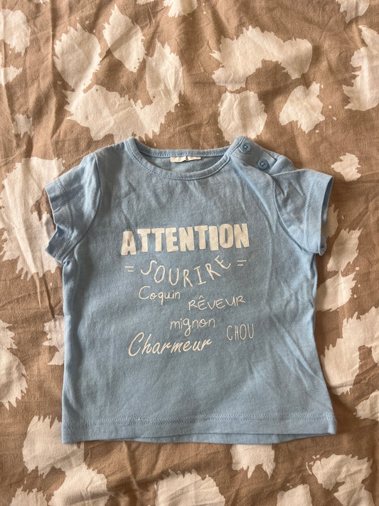 T-shirt à manches courtes bleu ciel - 1 mois