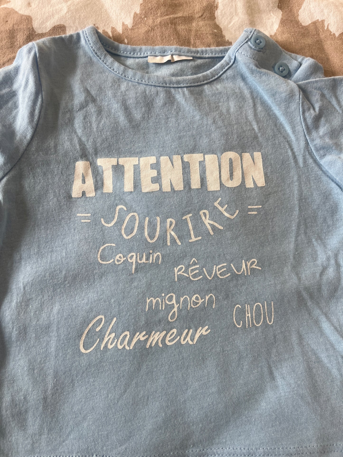 T-shirt à manches courtes bleu ciel - 1 mois