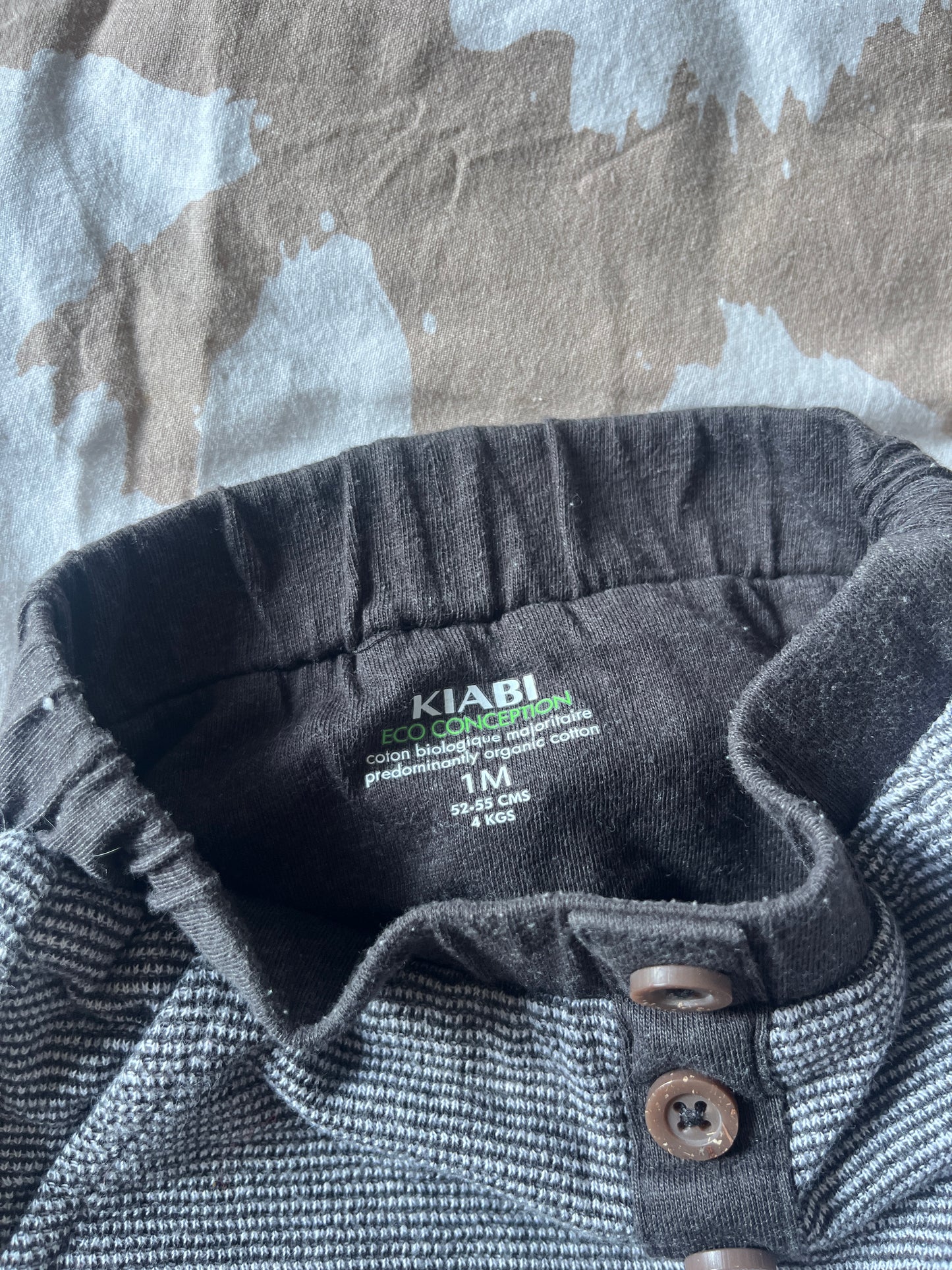 Jogging en maille gaufrée noir et gris - 1 mois