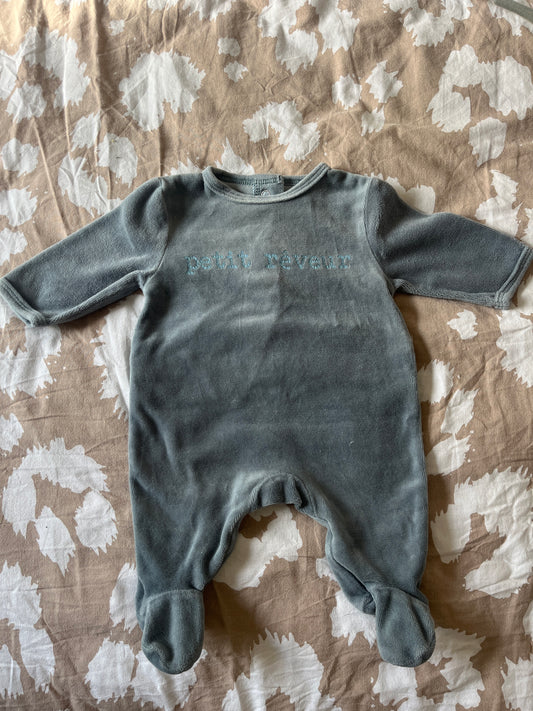 Pyjama en velours « petit rêveur » - 1 mois