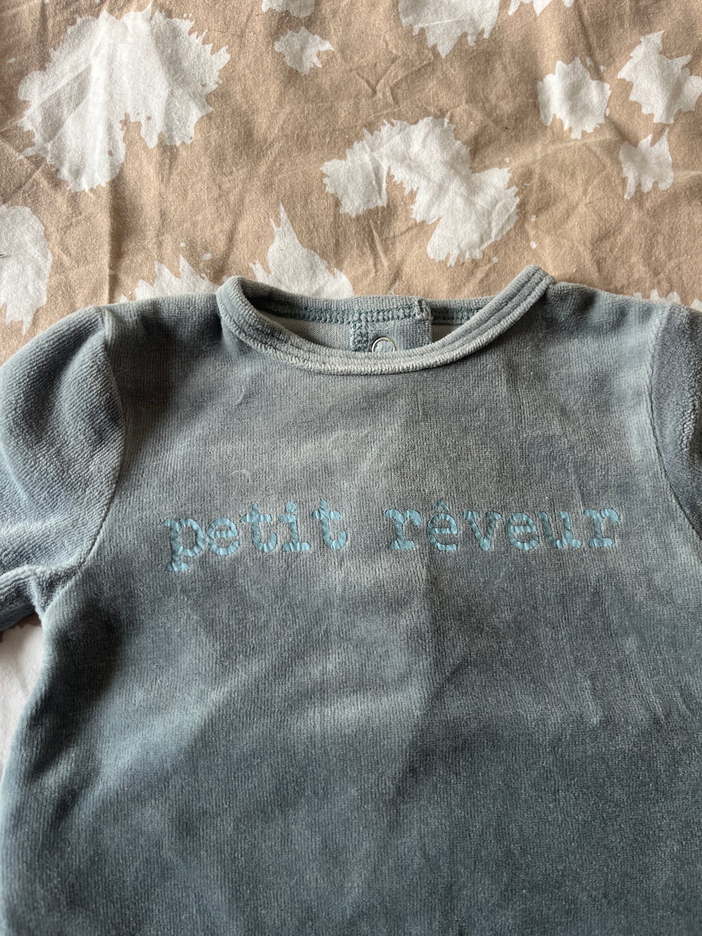 Pyjama en velours « petit rêveur » - 1 mois