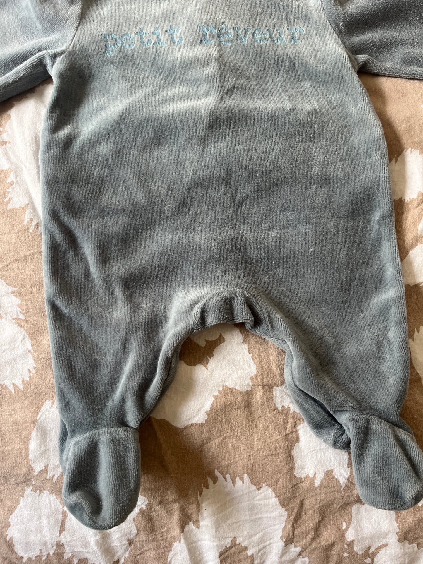 Pyjama en velours « petit rêveur » - 1 mois