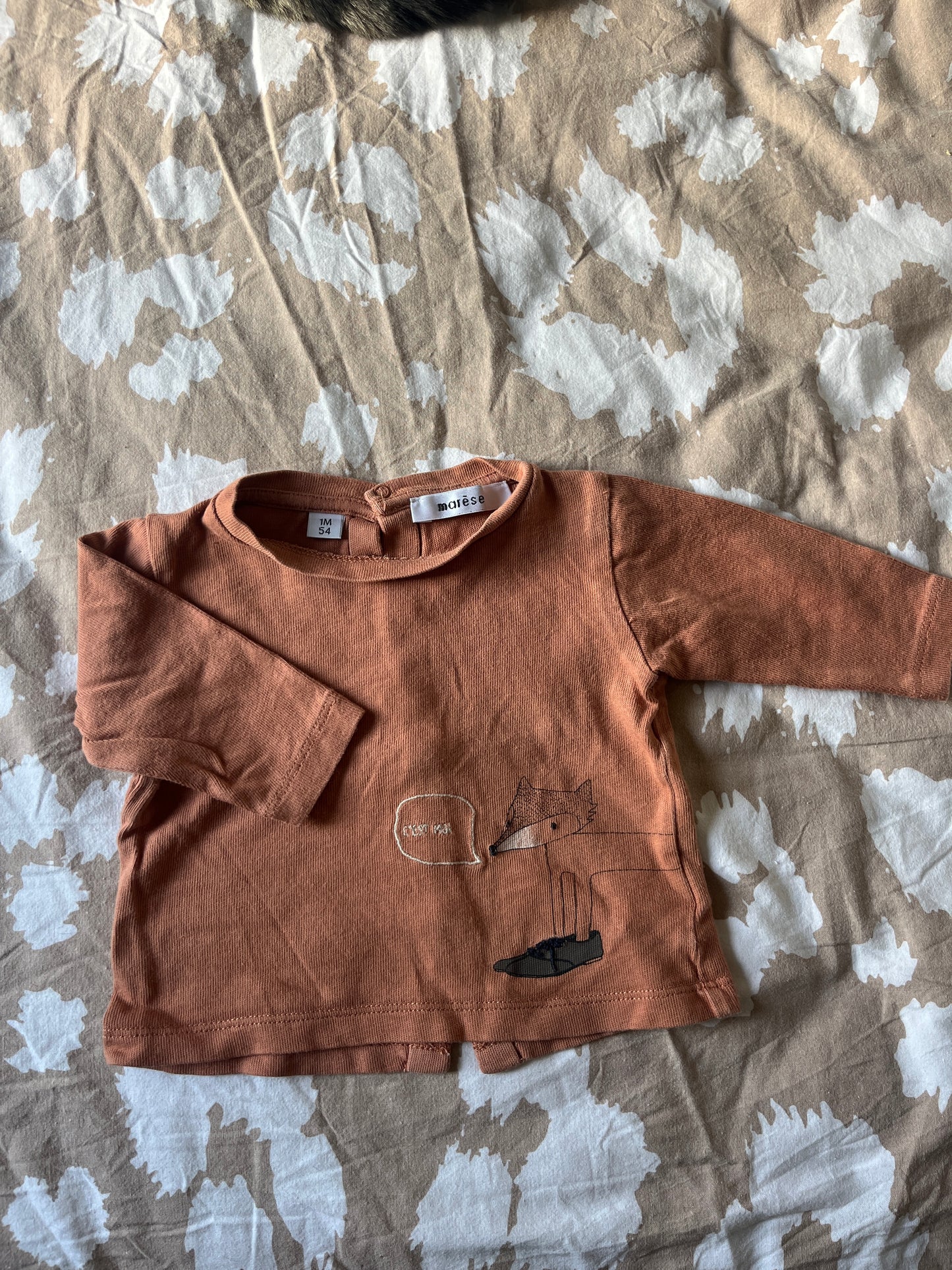 T-shirt à manches longues marron renard - 1 mois