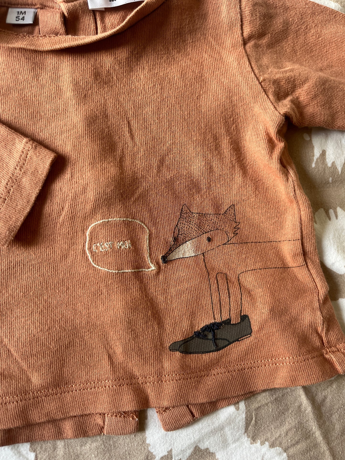 T-shirt à manches longues marron renard - 1 mois