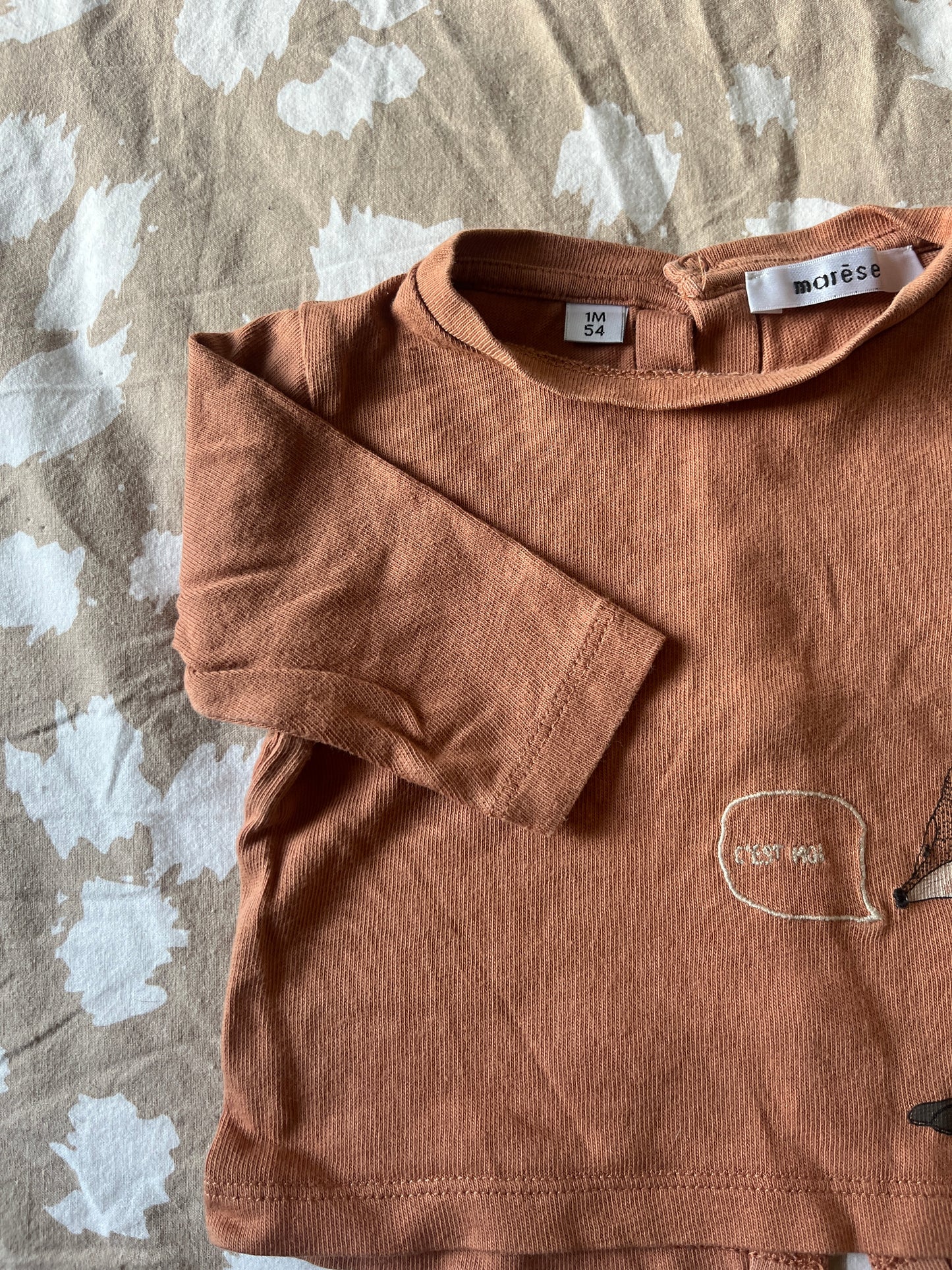 T-shirt à manches longues marron renard - 1 mois