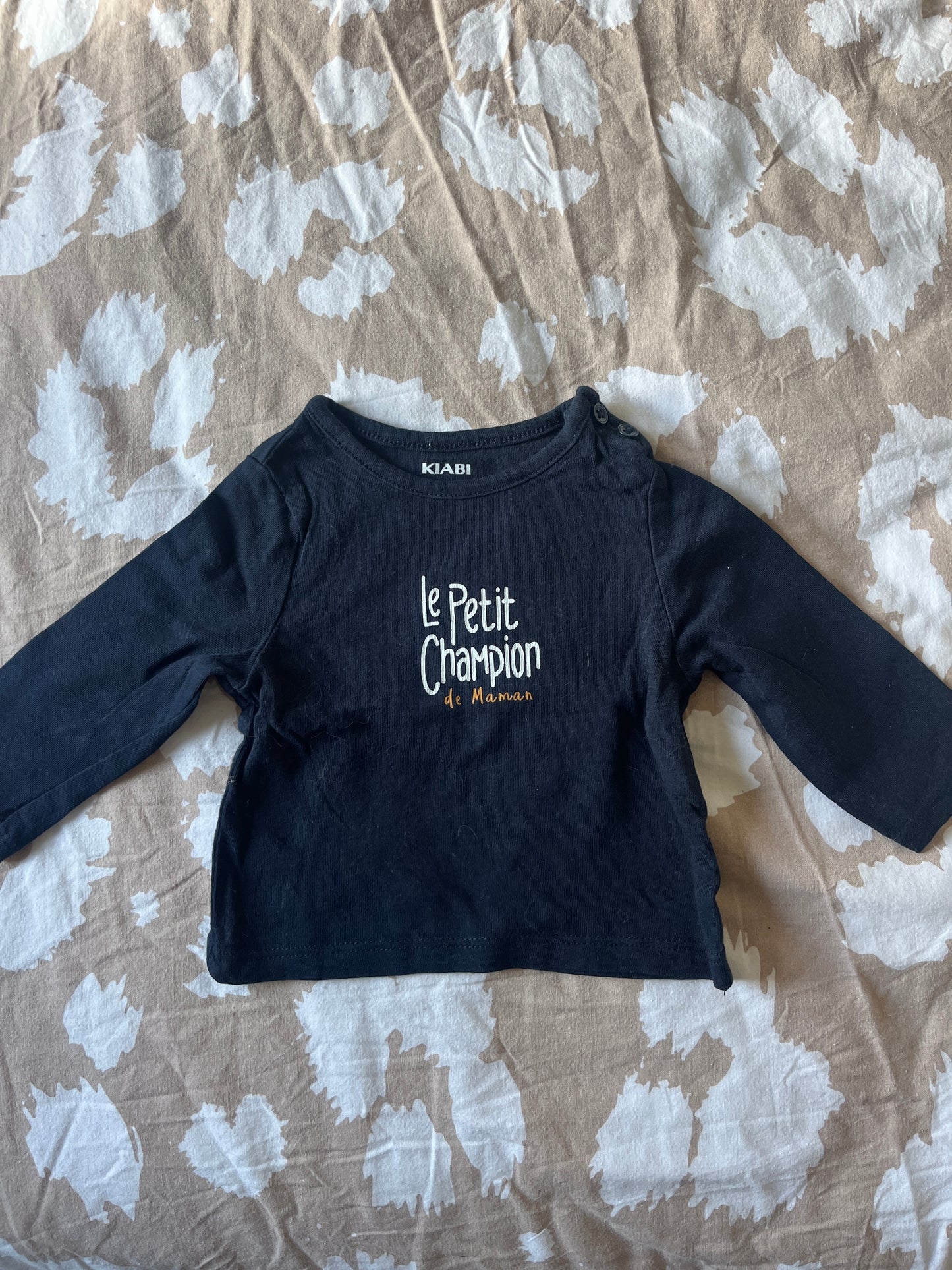 T-shirt à manches longues « le petit champion de maman » - 1 mois