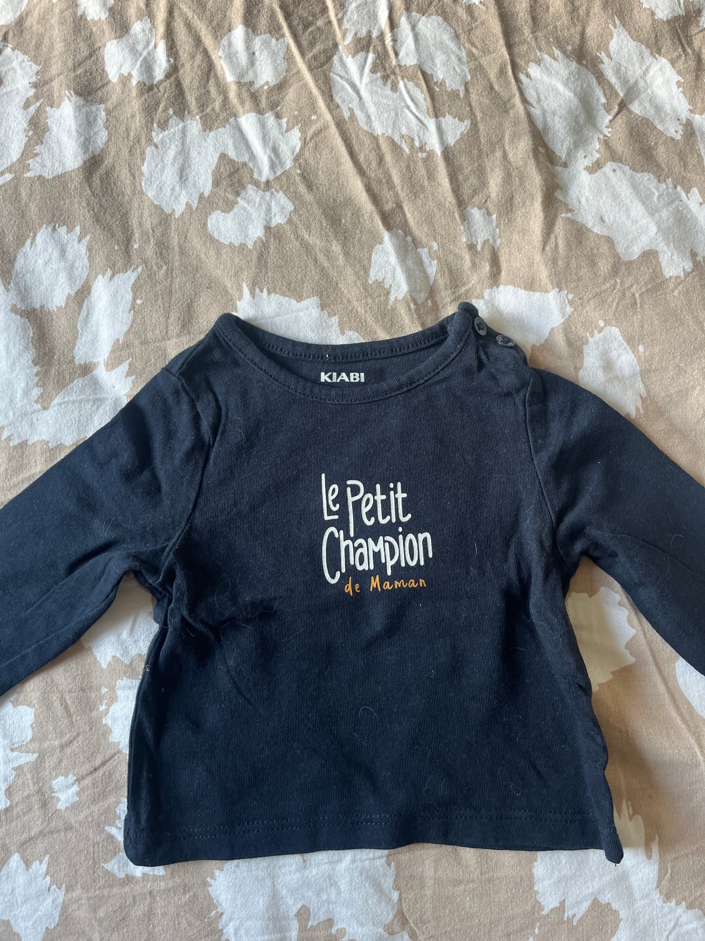T-shirt à manches longues « le petit champion de maman » - 1 mois