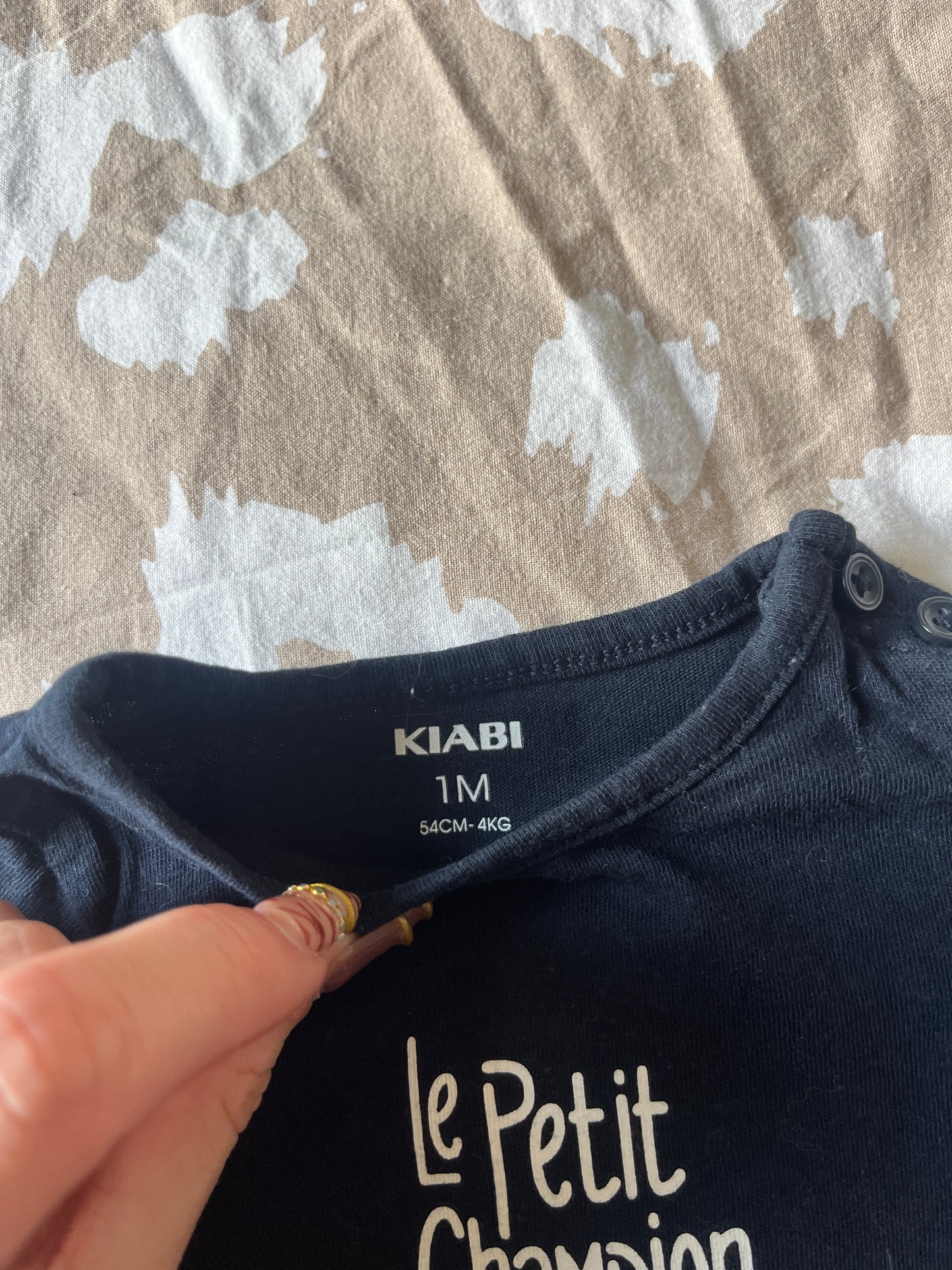 T-shirt à manches longues « le petit champion de maman » - 1 mois